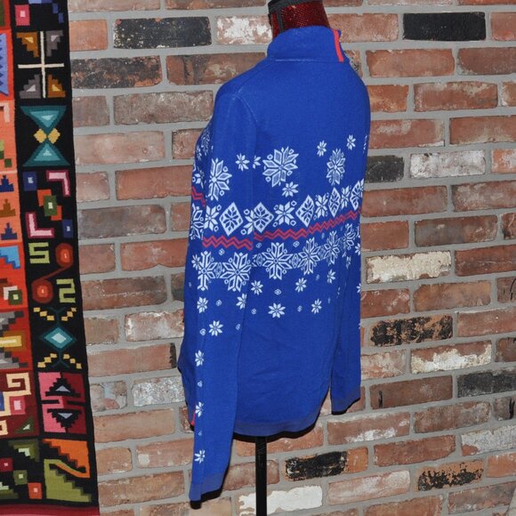 NEWLAND From Italy ALPINE SKI Wool Snowflake Blue SWEATER Jacket Full-zip XL - Picture 4 of 8